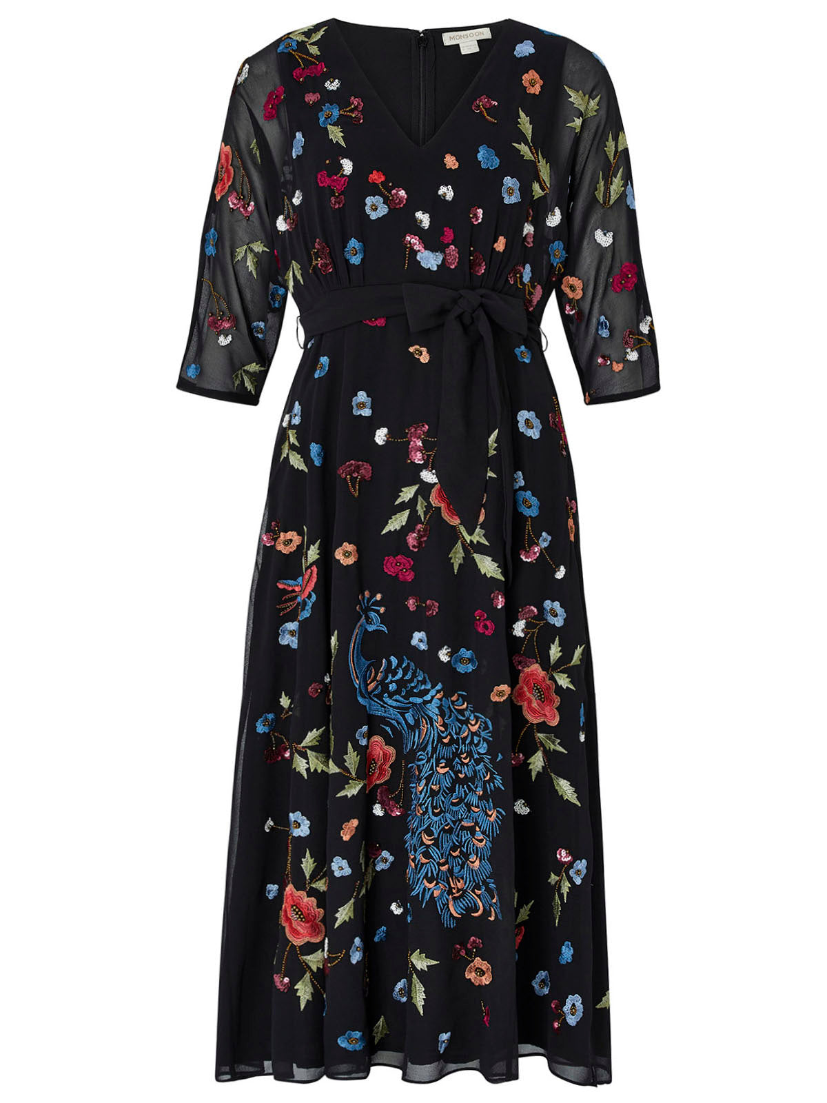 Black Embroidered Dress M0NS00N SIZE 20 CUT LABEL (RRP£95)