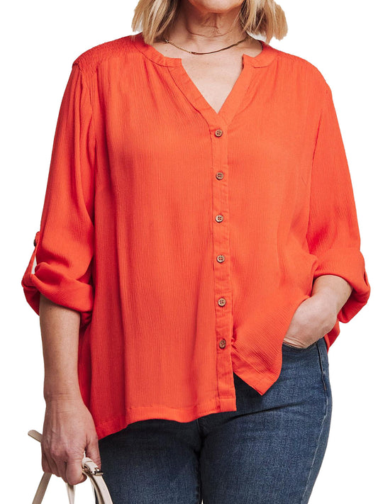 Button Sleeve Button Through Orange Blouse by JUL1PA (RRP £38) BNWT